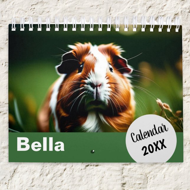 Create Your Own Guinea Pig Photo Year Calendar (Create your own calendar with favorite photos of your guinea pig. Personalize with your pet's name)