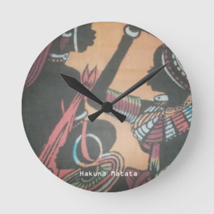 Create Your Own Hakuna Matata Masai Girly pretty Round Clock