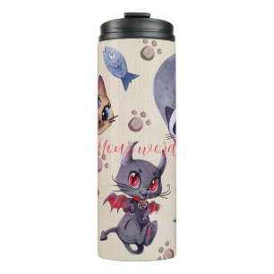 Create Your Own Halloween Cats Thermal Tumbler