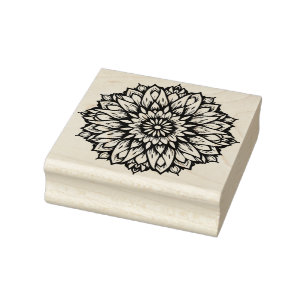 Create Your Own Hand Drawn Flower Mandala Logo Rubber Stamp