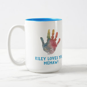 Create Your Own Hand Print for Grandma Two-Tone Coffee Mug