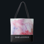 Create your own handpainted watercolor wedding bag<br><div class="desc">Modern handpainted watercolor splatter,  red,  pink,  blue colours. 
Create your own wedding back.
At your own text at the front of the bag like,  Maid of Honour,  Mother of the Bride and you can add the personal name at the back.
.</div>