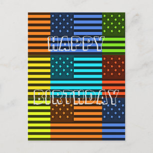 Create Your Own Happy Birthday Funny USA Flag Postcard