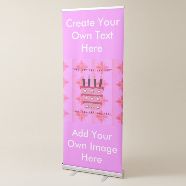 Create Your Own Happy Birthday text here and image Retractable Banner (3/4)