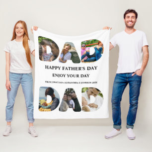 Create your own Happy fathers day 6 photo collage Fleece Blanket