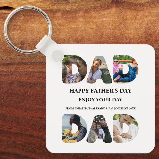 Create your own Happy fathers day 6 photo collage Key Ring (Front)
