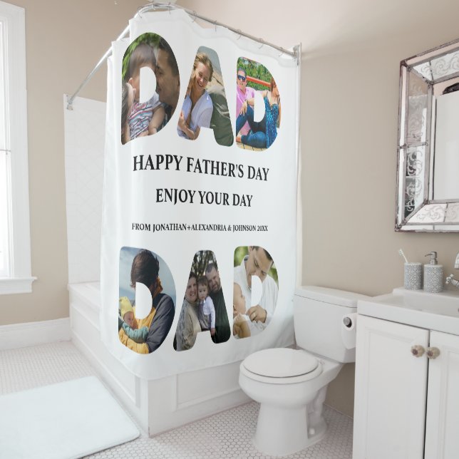 Create your own Happy fathers day 6 photo collage Shower Curtain (In Situ)