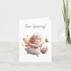 Create Your Own Happy Flowers Angel Holiday Card