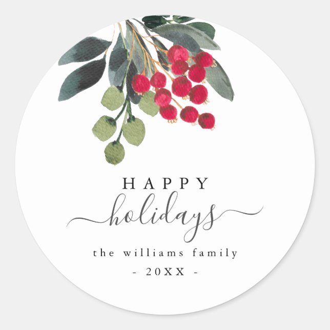 Create Your Own Happy Holiday Script Round Sticker (Front)