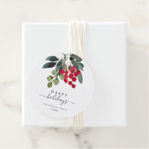 Create Your Own Happy Holiday Script Round Sticker Favour Tags