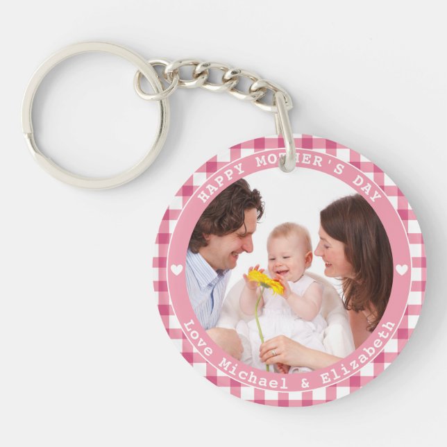Create Your Own Happy Mother's Day Family Photo Key Ring (Front)