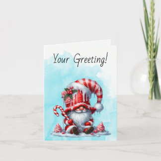 Create Your Own Happy Peppermint Christmas Gnome Holiday Card