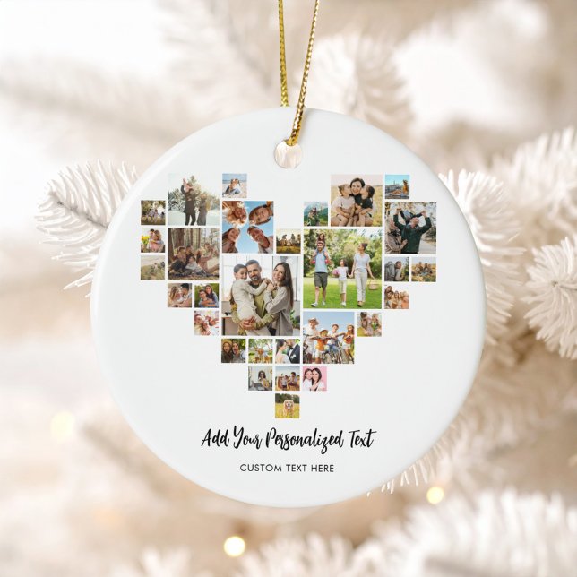 Create Your Own Heart Shaped Photo Collage Ceramic Tree Decoration (Creator Uploaded)
