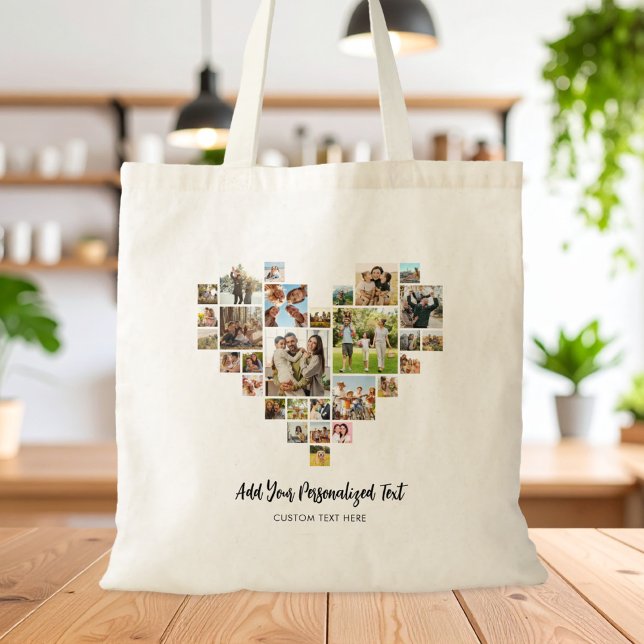 Create Your Own Heart Shaped Photo Collage Tote Bag (Creator Uploaded)