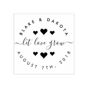 Create Your Own Hearts Let Love Grow Wedding Date Rubber Stamp