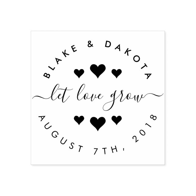 Create Your Own Hearts Let Love Grow Wedding Date Rubber Stamp (Imprint)