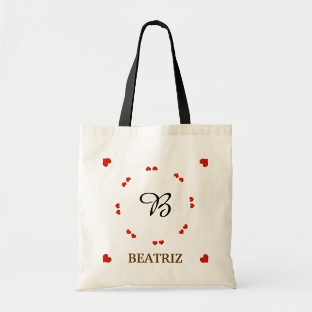 create your own hearts personalised tote bag (Front)