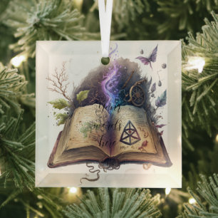 Create Your Own Hedge Witch Spell Book Glass Tree Decoration