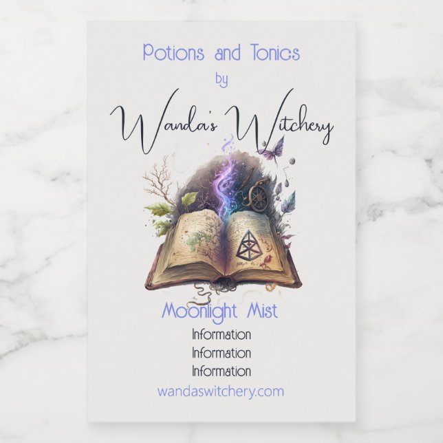 Create Your Own Hedge Witch Spell Book Wine Label (Single Label)