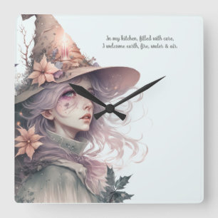 Create Your Own Hedge Witch Square Wall Clock