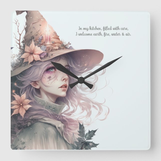 Create Your Own Hedge Witch Square Wall Clock (Front)