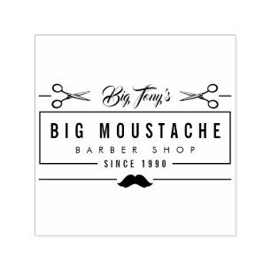 Create Your Own Hipster Barbershop Business Logo Self-inking Stamp