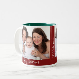 Create Your Own Holiday Christmas Family 2 Photos Two-Tone Coffee Mug