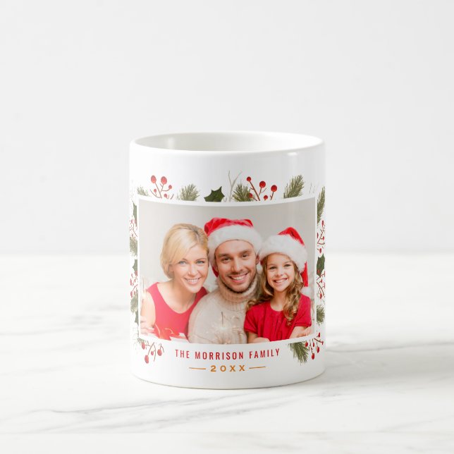 Create Your Own Holiday Christmas Family Photo Coffee Mug (Center)
