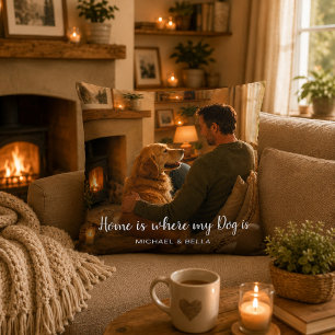 Create your own Home is where my dog is photo Cushion