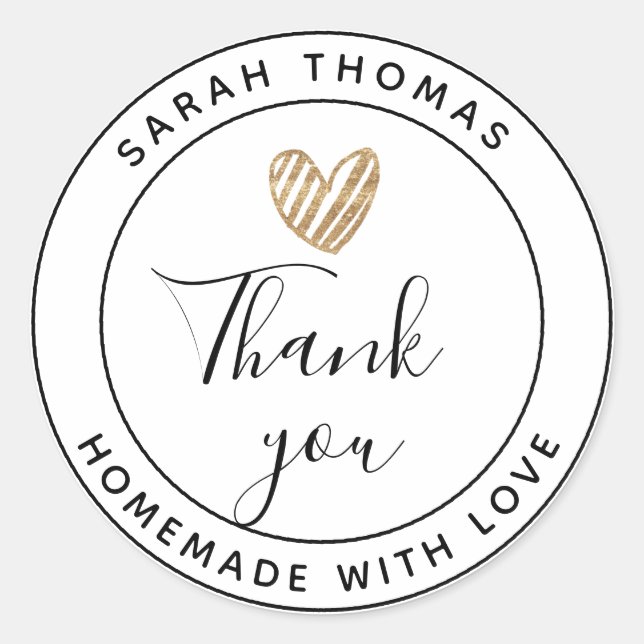 Create Your Own Homemade with Love Thank You Class Classic Round Sticker (Front)