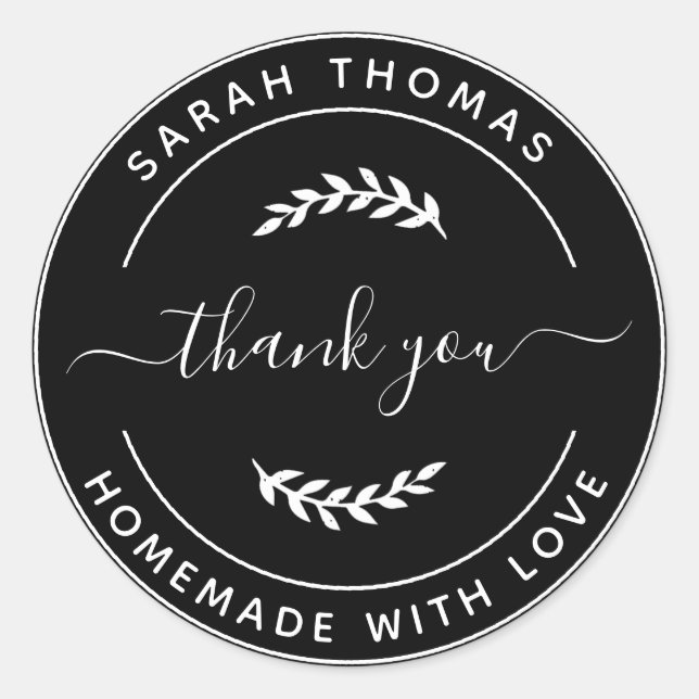 Create Your Own Homemade with Love Thank You Class Classic Round Sticker (Front)
