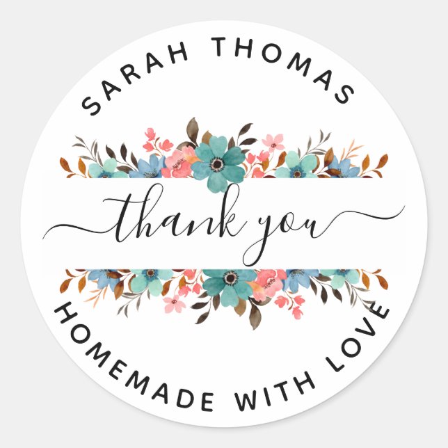 Create Your Own Homemade with Love Thank You Class Classic Round Sticker (Front)
