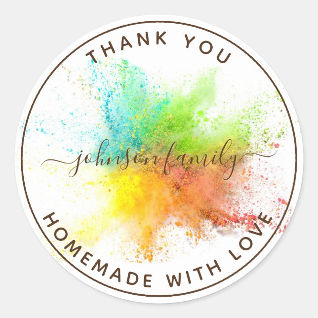 Create Your Own Homemade with Love Thank You Classic Round Sticker (Front)