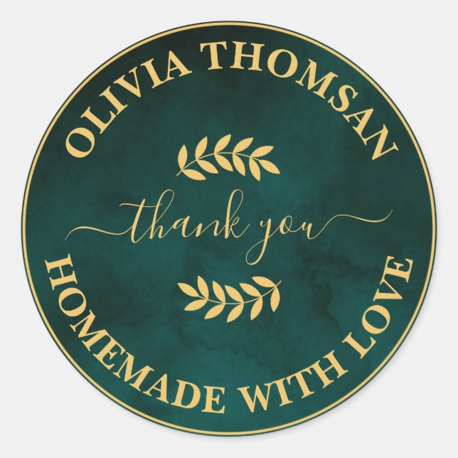 Create Your Own Homemade With Love Thank you  Classic Round Sticker (Front)