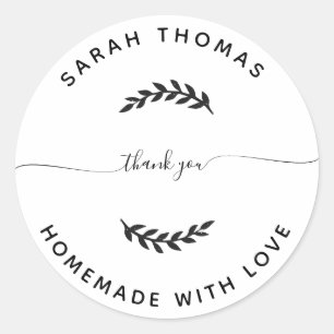 Create Your Own Homemade with Love Thank You Classic Round Sticker