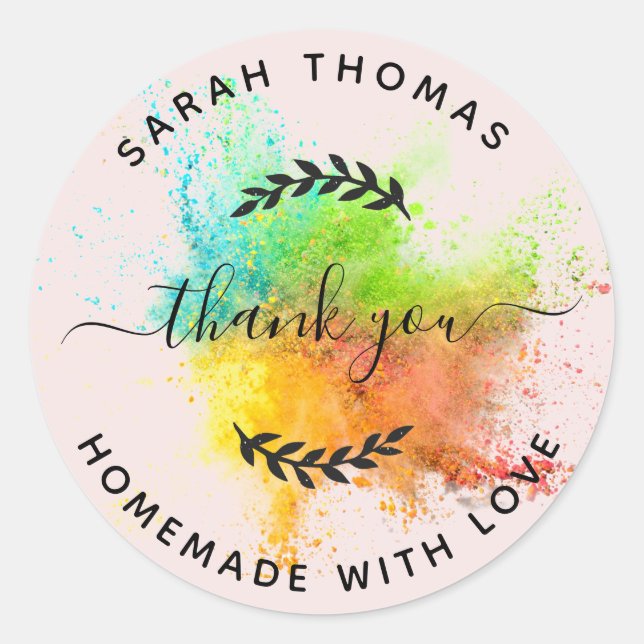 Create Your Own Homemade with Love Thank You Classic Round Sticker (Front)