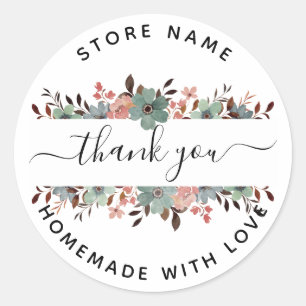 Create Your Own Homemade With Love Thank you Classic Round Sticker