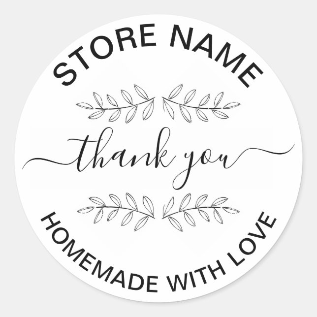 Create Your Own Homemade With Love Thank you  Classic Round Sticker (Front)