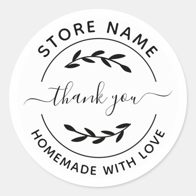 Create Your Own Homemade With Love Thank you  Classic Round Sticker (Front)