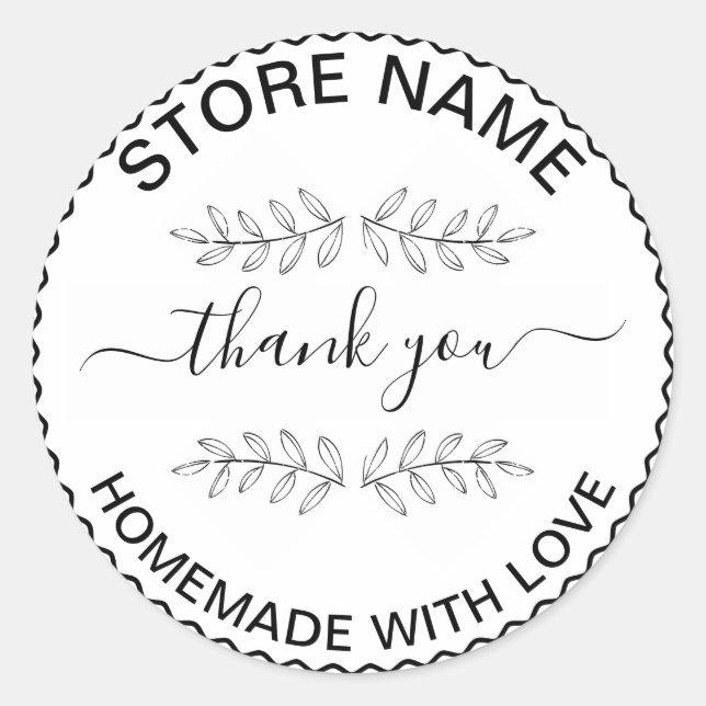 Create Your Own Homemade With Love Thank you  Classic Round Sticker (Front)