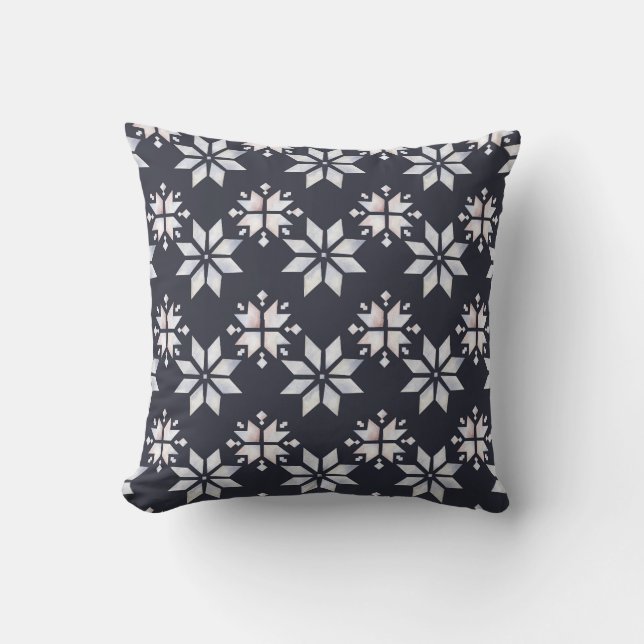 Create Your Own Hygge Magical Snowflakes Black Cushion (Front)