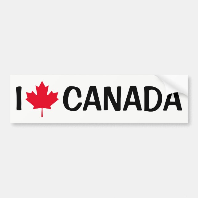Create Your Own I Love Canada Maple Leaf Bumper Sticker (Front)