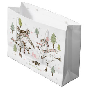 Create Your Own Ice Skating Winter Friends Large Gift Bag