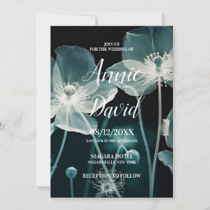 Create Your Own Icy Blue Flowers Wedding Invitation
