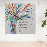 Create Your Own Inspirational/Motivational Quote Square Wall Clock<br><div class="desc">This decorative wall lock features a mosaic tree in rainbow colours and an inspiring quote. The text is customisable so you can replace the quote. Use the Design Tool to change the text size, style, or colour. You won't find this exact image from other designers as we create our artwork....</div>