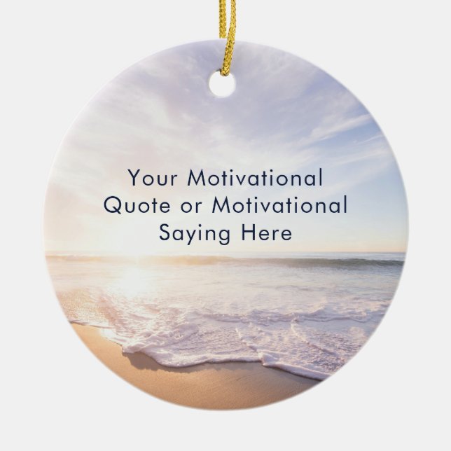 Create Your Own Inspirational Quote Beach Photo Ceramic Tree Decoration (Front)