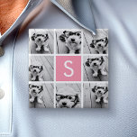 Create Your Own Instagram Collage Custom Monogram 15 Cm Square Badge<br><div class="desc">You can use 8 square or Instagram photos for this design. Use 8 square photos to create a unique and personal gift. Or you can keep the hipster puppy and make a trendy keepsake. If you need to adjust the pictures,  click on the customise tool to make changes.</div>