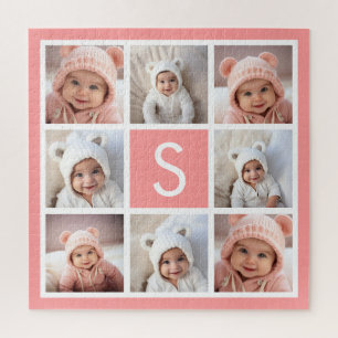 Create Your Own Instagram Collage Custom Monogram Jigsaw Puzzle