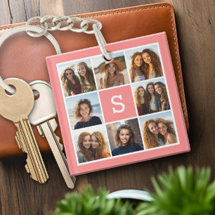 Create Your Own Instagram Collage Custom Monogram Key Ring