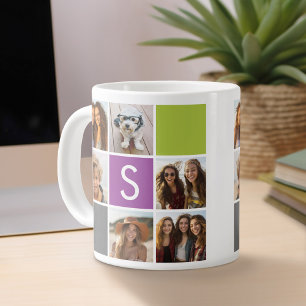 Create Your Own Instagram Collage Custom Monogram Large Coffee Mug